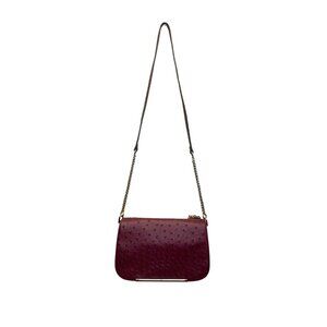 Ivanka Trump Women’s Burgundy Faux Leather Ostrich Textured Chain Crossbody Bag